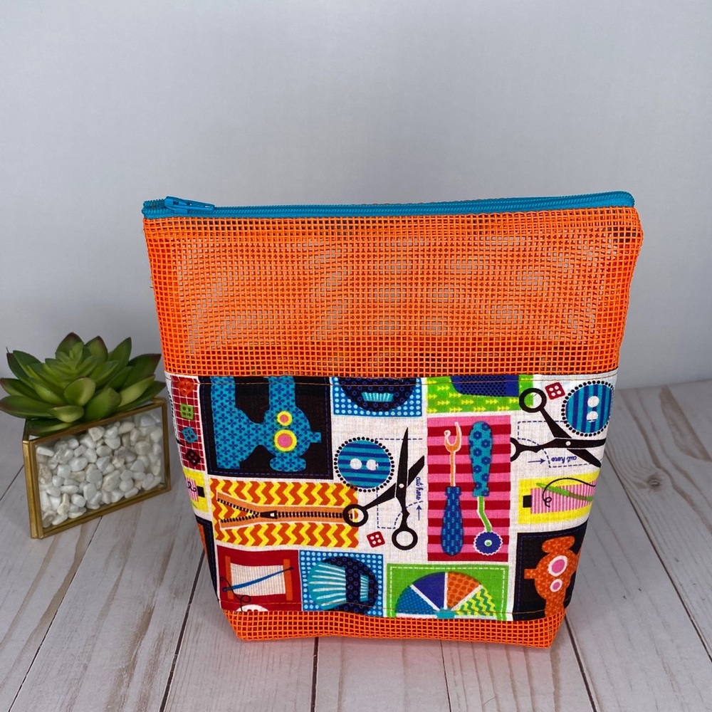Handmade Mesh Bag with sewing print